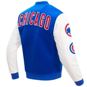 Chicago Cubs Full-Snap Classic Wool & Leather Blended Logo Varsity Jacket 1