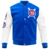 Chicago Cubs Full-Snap Classic Wool & Leather Blended Logo Varsity Jacket