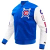 Chicago Cubs Full-Snap Classic Wool & Leather Blended Logo Varsity Jacket 2