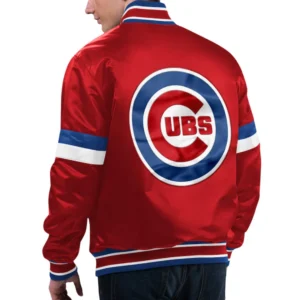 Chicago Cubs Home Game Satin Varsity Red Jacket 1