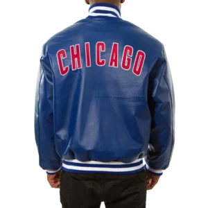 Chicago Cubs Logo Genuine Full Leather Varsity Jacket – Blue 1