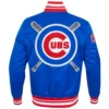 Chicago Cubs Mashup Full-Snap Satin Varsity Blue Jacket 1