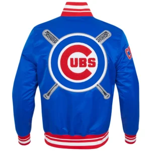 Chicago Cubs Mashup Full-Snap Satin Varsity Blue Jacket 1