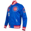 Chicago Cubs Mashup Full-Snap Satin Varsity Blue Jacket 2