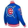 Chicago Cubs Mashup Full-Snap Satin Varsity Blue Jacket 3