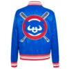 Chicago Cubs Mashup Women’s Full-Snap Satin Varsity Blue Jacket 1