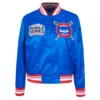 Chicago Cubs Mashup Women’s Full-Snap Satin Varsity Blue Jacket