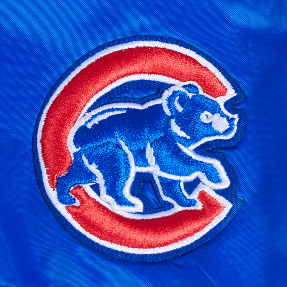 Chicago Cubs Mashup Women’s Full-Snap Satin Varsity Blue Jacket 4
