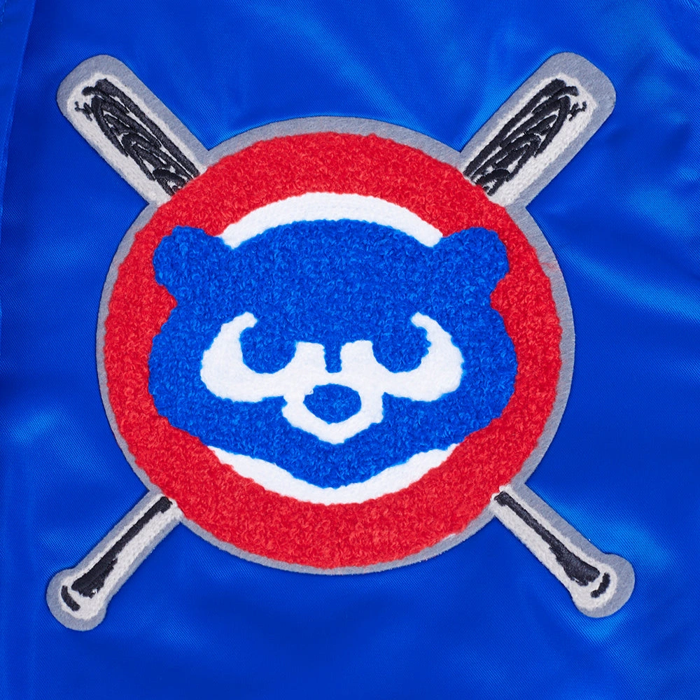 Chicago Cubs Mashup Women’s Full-Snap Satin Varsity Blue Jacket 5