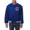 Chicago Cubs One Color Handcrafted Logo Wool Varsity Blue Jacket