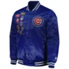 Chicago Cubs Patches Full-Snap Satin Varsity Blue Jacket