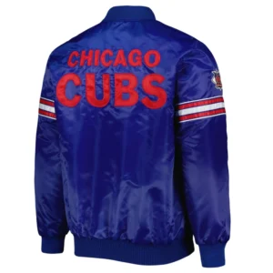 Chicago Cubs Pick & Roll Full-Snap Satin Varsity Blue Jacket 1