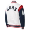 Chicago Cubs Pitch Satin Varsity WhiteNavy Jacket 1