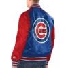 Chicago Cubs Renegade Satin Varsity BlueRed Jacket 1