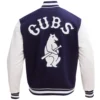 Chicago Cubs Retro Classic NavyWhite Rib Wool & Leather Varsity Jacket 1