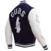 Chicago Cubs Retro Classic NavyWhite Rib Wool & Leather Varsity Jacket 3