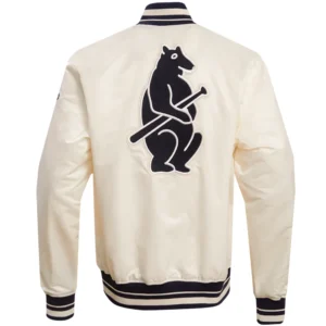 Chicago Cubs Retro Classic Rib Knitted Satin Varsity Jacket 1
