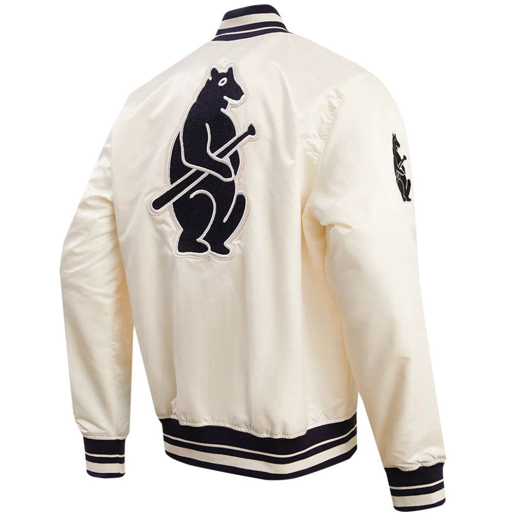 Chicago Cubs Retro Classic Rib Knitted Satin Varsity Jacket 3