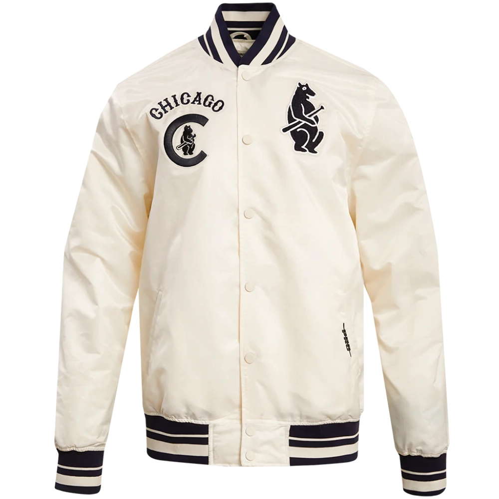 Chicago Cubs Retro Classic Rib Knitted Satin Varsity Jacket