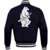 Chicago Cubs Retro Classic Rib knitted Satin Varsity Navy Jacket 1