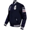 Chicago Cubs Retro Classic Rib knitted Satin Varsity Navy Jacket 2