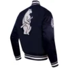 Chicago Cubs Retro Classic Rib knitted Satin Varsity Navy Jacket 3