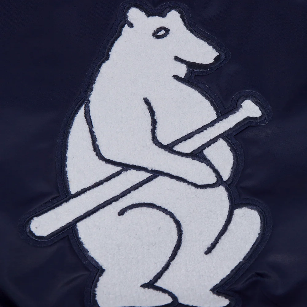 Chicago Cubs Retro Classic Women’s Full-Snap Satin Varsity Navy Jacket 7