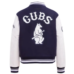 Chicago Cubs Retro Classic Women’s Wool & Leather Varsity NavyWhite Jacket 1