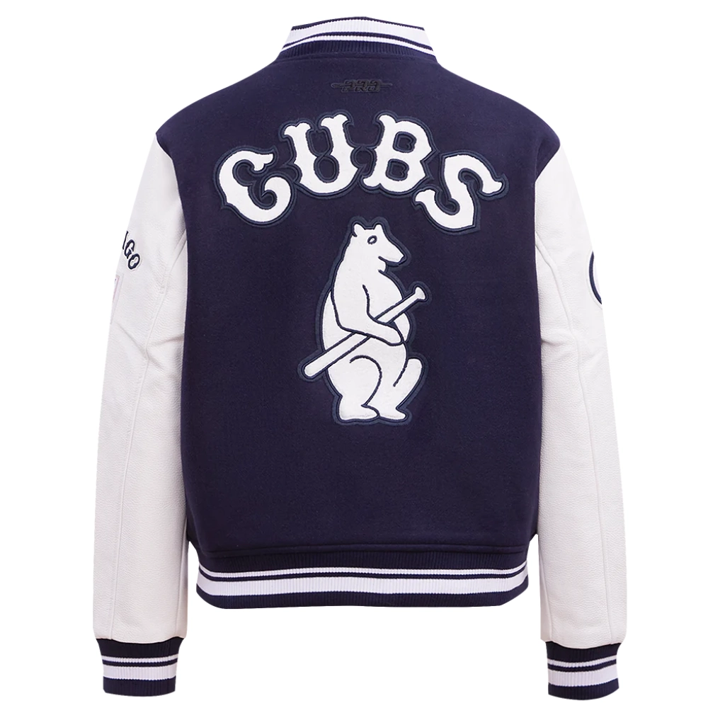 Chicago Cubs Retro Classic Women’s Wool & Leather Varsity NavyWhite Jacket 1