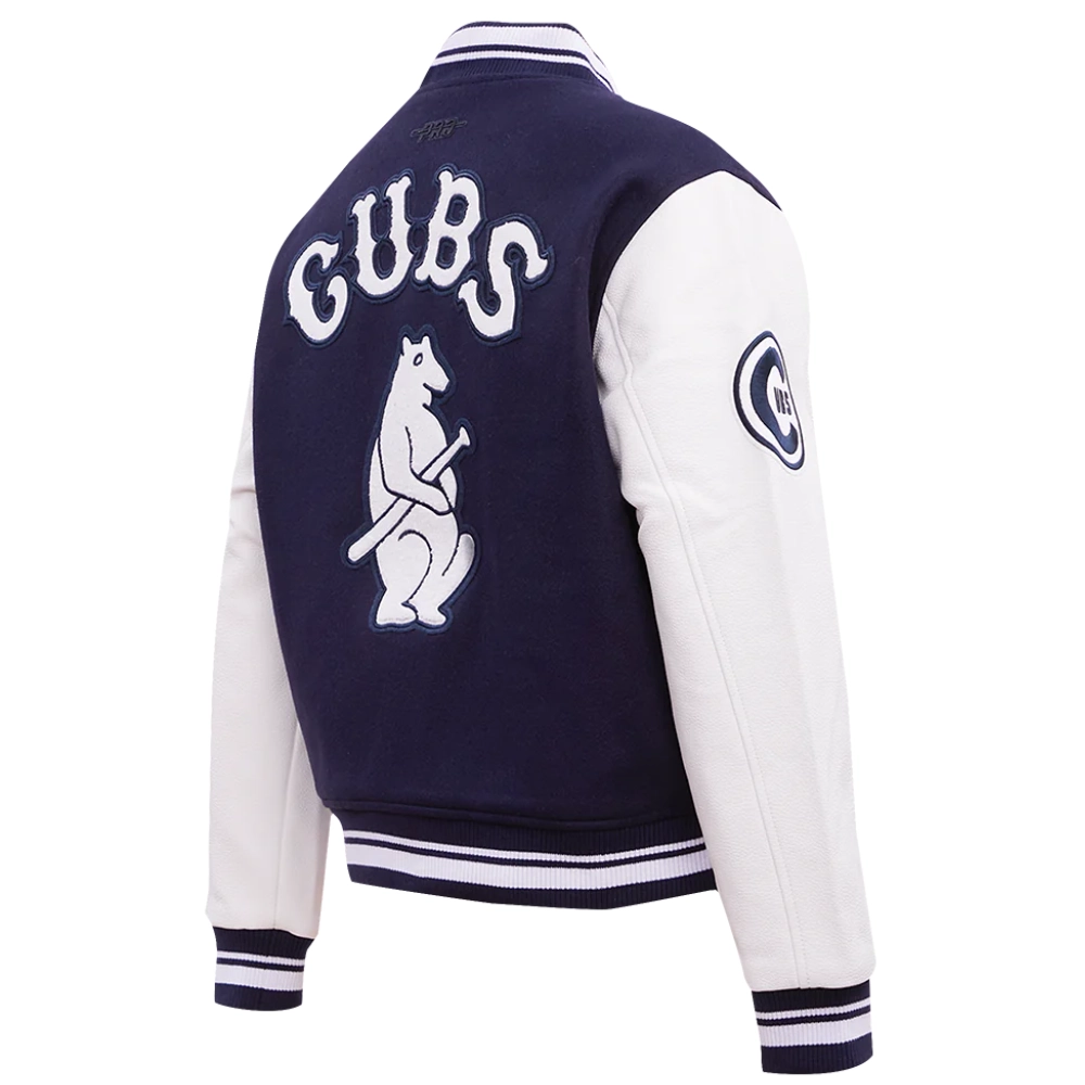 Chicago Cubs Retro Classic Women’s Wool & Leather Varsity NavyWhite Jacket 3