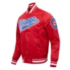 Chicago Cubs Script Tail Satin Jacket – Red 2