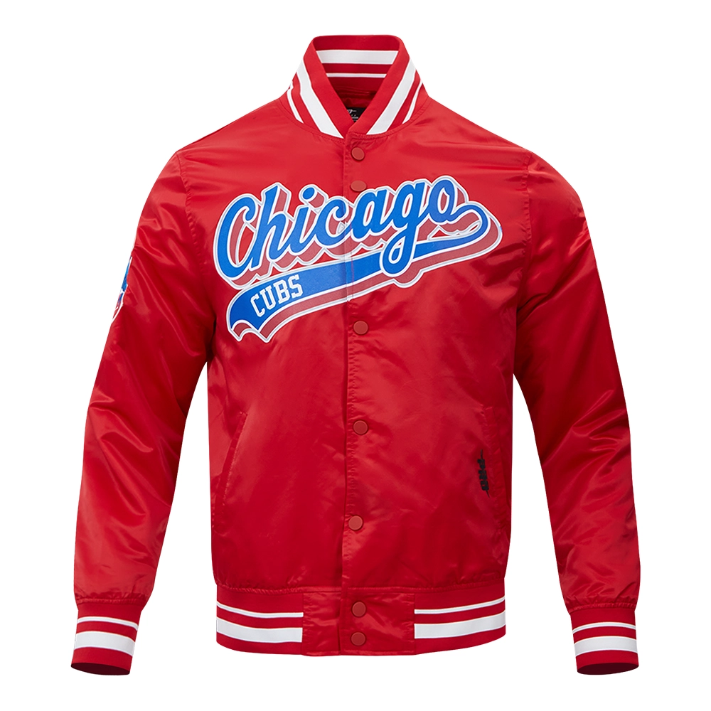 Chicago Cubs Script Tail Satin Jacket – Red