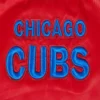 Chicago Cubs Script Tail Women’s Satin Varsity Jacket – Red 4