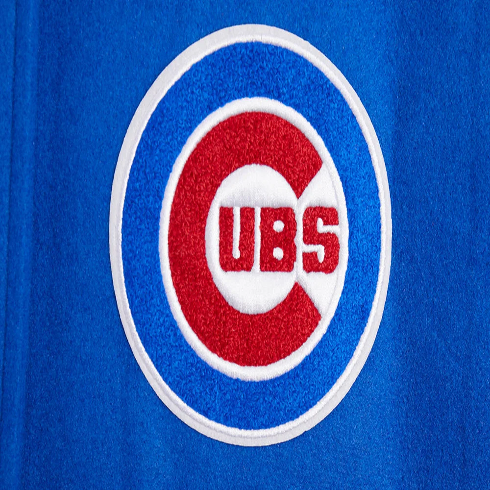 Chicago Cubs Script Tail Women’s Wool & Leather Varsity BlueWhite Jacket 3