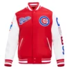 Chicago Cubs Script Tail Wool & Leather Varsity Jacket