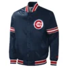 Chicago Cubs Slider Full-Snap Satin Varsity Navy Jacket