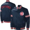 Chicago Cubs Slider Full-Snap Satin Varsity Navy Jacket 3