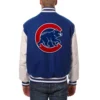 Chicago Cubs Two Tone BlueWhite Wool & Leather Varsity Jacket 1
