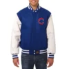 Chicago Cubs Two Tone BlueWhite Wool & Leather Varsity Jacket