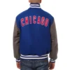 Chicago Cubs Two Tone Embroidered Logo BlueGray Wool Varsity Jacket 1