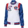 Chicago Cubs Women’s Endzone Full-Snap Satin Varsity Jacket