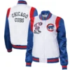 Chicago Cubs Women’s Endzone Full-Snap Satin Varsity Jacket 2