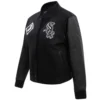 Chicago White Sox Classic Women’s Black Wool & Leather Varsity Jacket 2