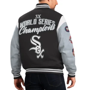 Chicago White Sox Franchise BlackGray Wool Varsity Jacket 1