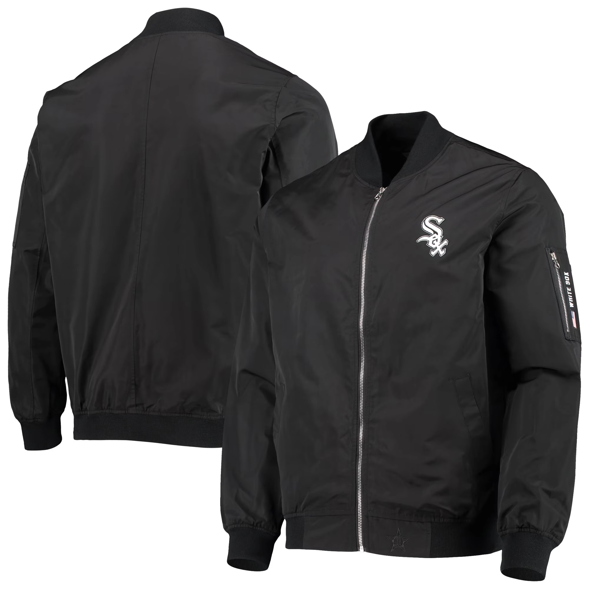 Chicago White Sox Full-Zip Bomber Black Varsity Jacket 2