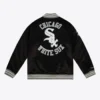Chicago White Sox Heavyweight Full-Snap Black Satin Varsity Jacket 1