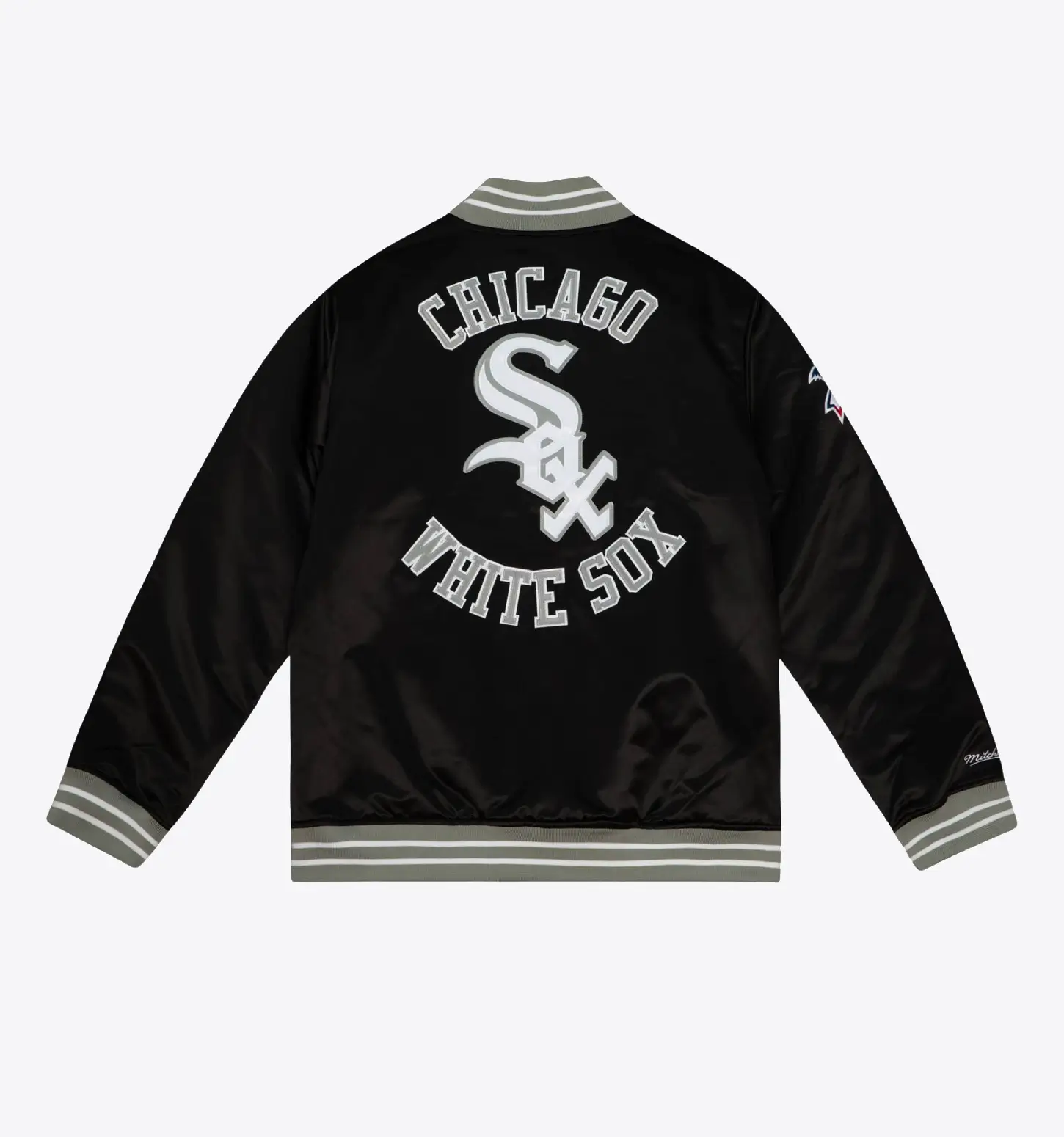 Chicago White Sox Heavyweight Full-Snap Black Satin Varsity Jacket 1