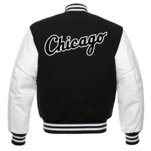 Chicago White Sox Letterman Wool & Leather Varsity Jacket – BlackWhite 1