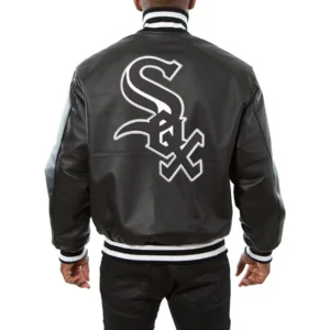 Chicago White Sox Logo Genuine Full Leather Varsity Black Jacket 1