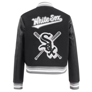 Chicago White Sox Mashup Women’s Wool & Leather Varsity Black Jacket 1